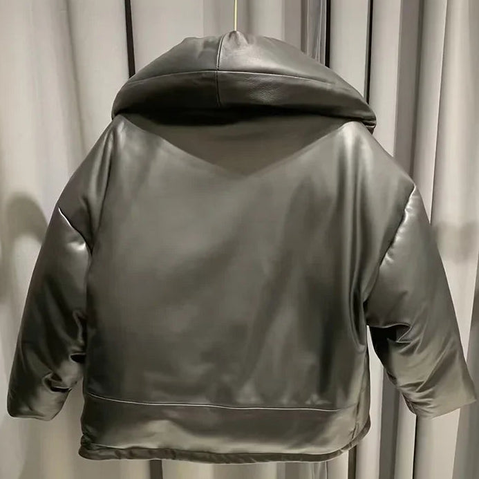 NOVEMBER – Genuine Sheepskin Leather Jacket with White Duck Down Filling