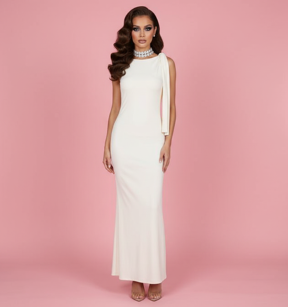 AMAL - One-shoulder Ribbon Long Dress