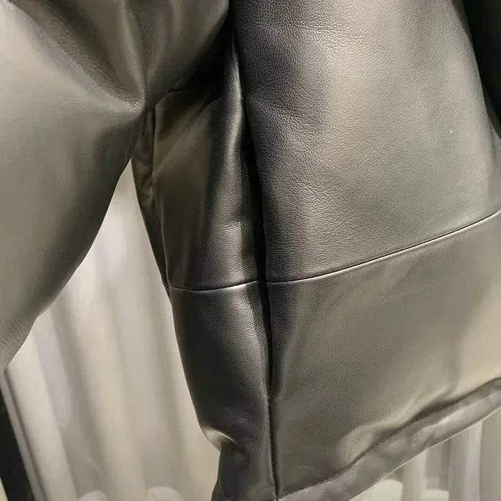 NOVEMBER – Genuine Sheepskin Leather Jacket with White Duck Down Filling