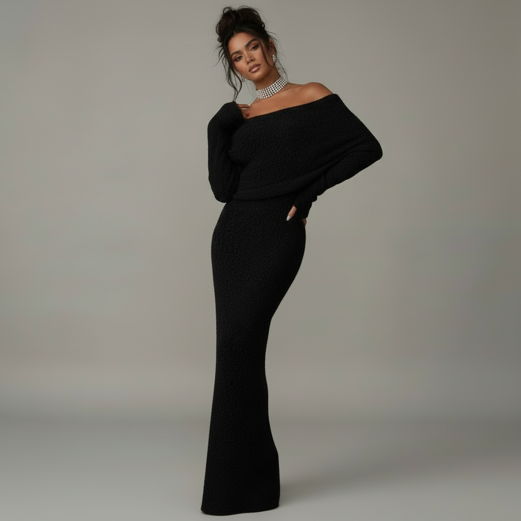 ANNA- Off-shoulder Knitted Dress