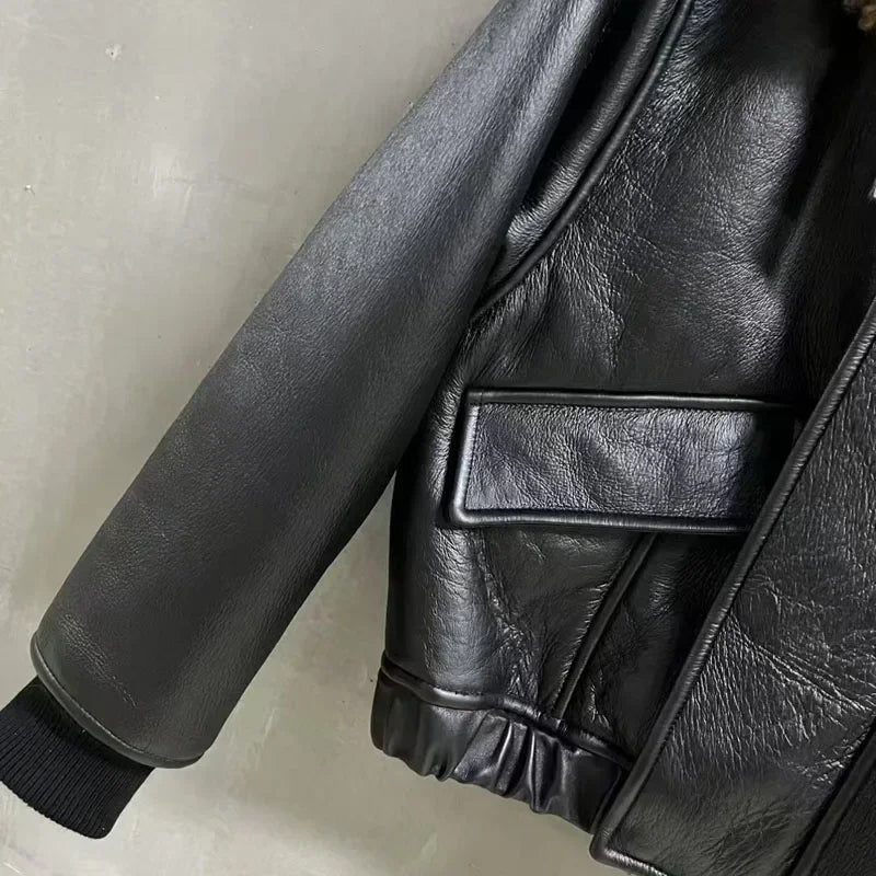 LENNOX – Leather Jacket with Sheepskin Fur and Wool