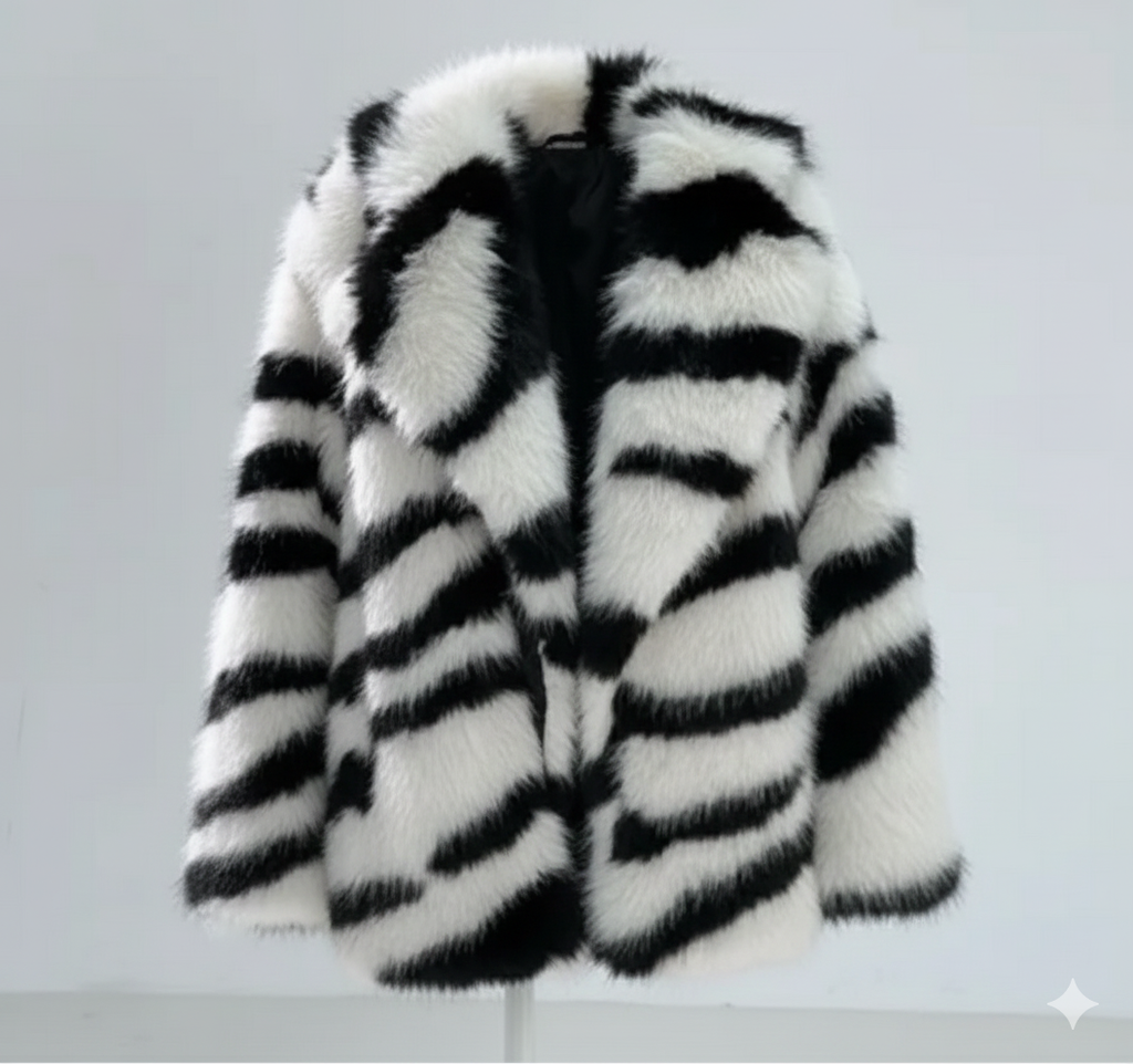 FAUX ZEBRA FUR JACKET