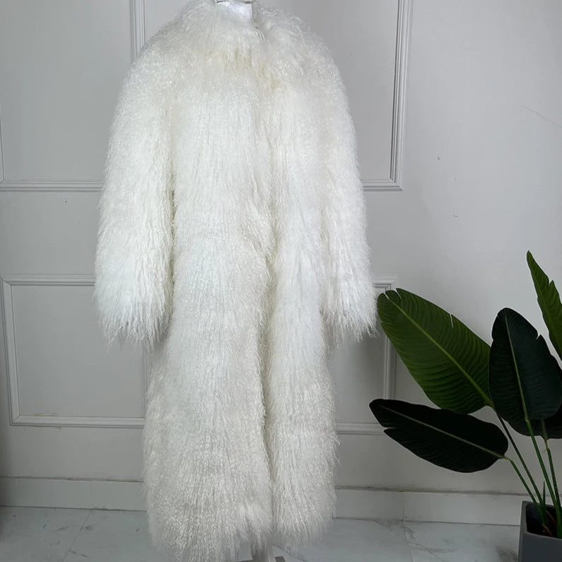 THE MONROE – Natural Mongolian Sheepskin Fur Coat