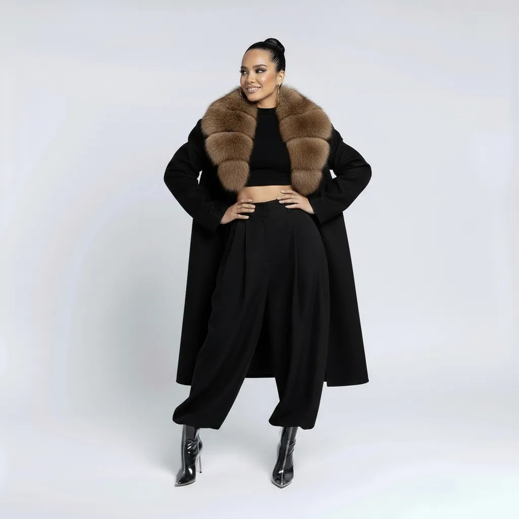 ALIEN SUPERSTAR – Cashmere Wool Coat with 100% Natural Fox Fur
