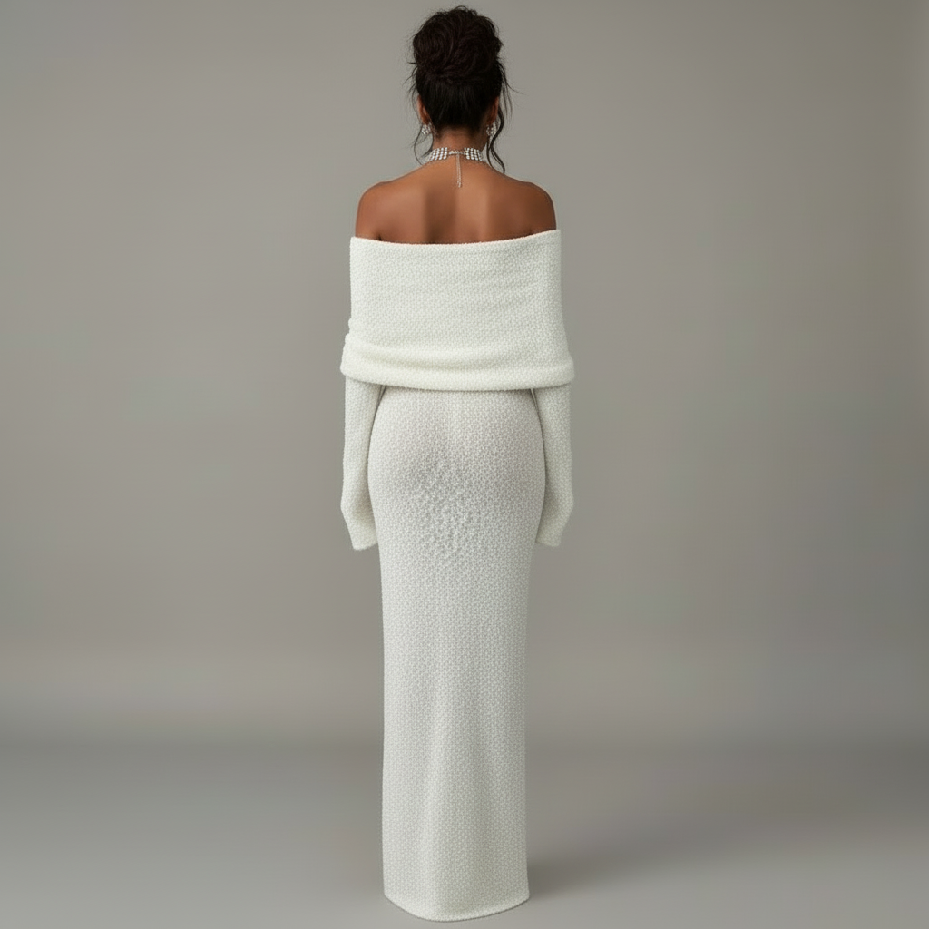 ANNA- Off-shoulder Knitted Dress