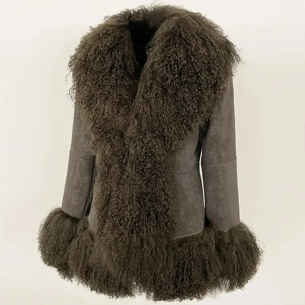 111 – Natural Mongolian Sheepskin Leather and Fur Jacket