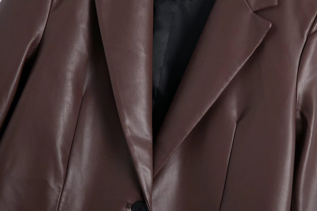 FAUX LEATHER CHOCOLATE SUIT