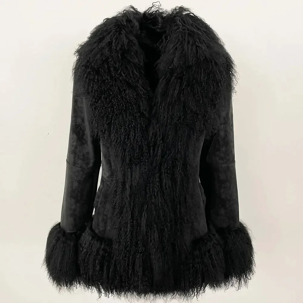 111 – Natural Mongolian Sheepskin Leather and Fur Jacket