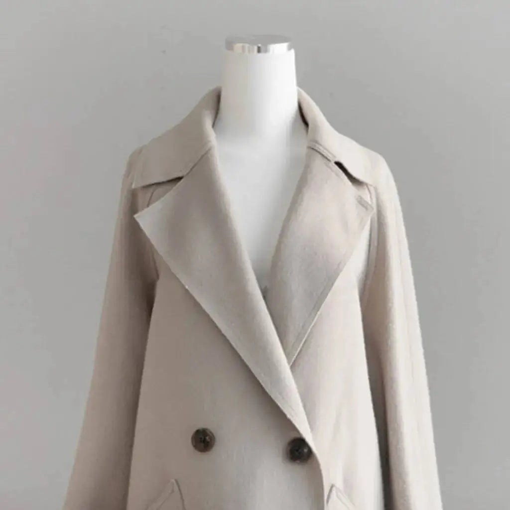 AURÉ - Oversized Lapel Cashmere Wool Blend Belted Trench Coat