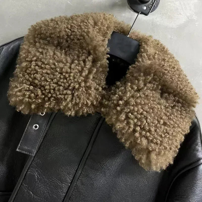 LENNOX – Leather Jacket with Sheepskin Fur and Wool
