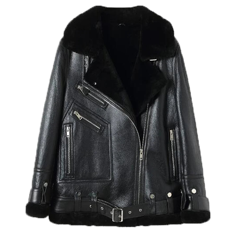 REBEL XIII – Genuine Sheepskin Leather Biker Jacket