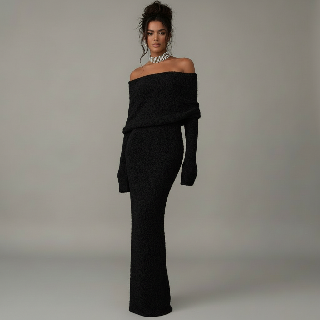 ANNA- Off-shoulder Knitted Dress