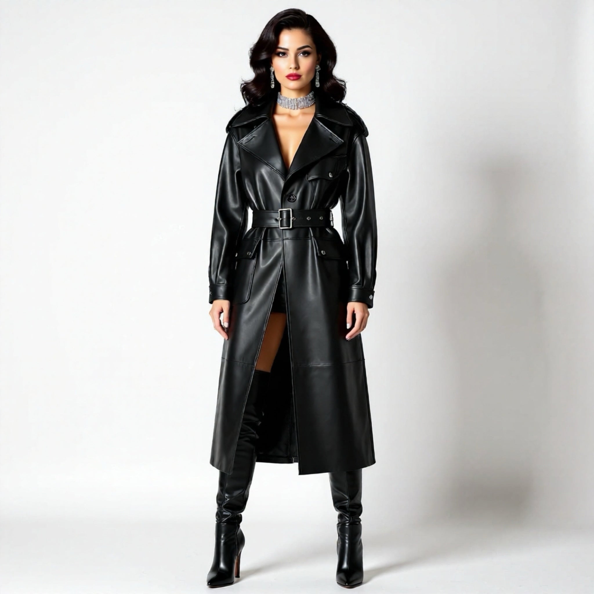 LEATHER TRENCH-COAT