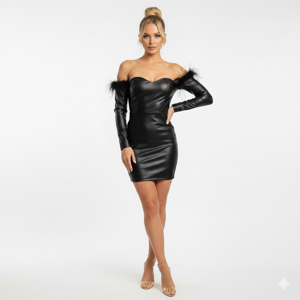 FAUX LEATHER DRESS