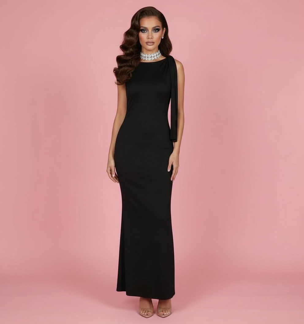 AMAL - One-shoulder Ribbon Long Dress