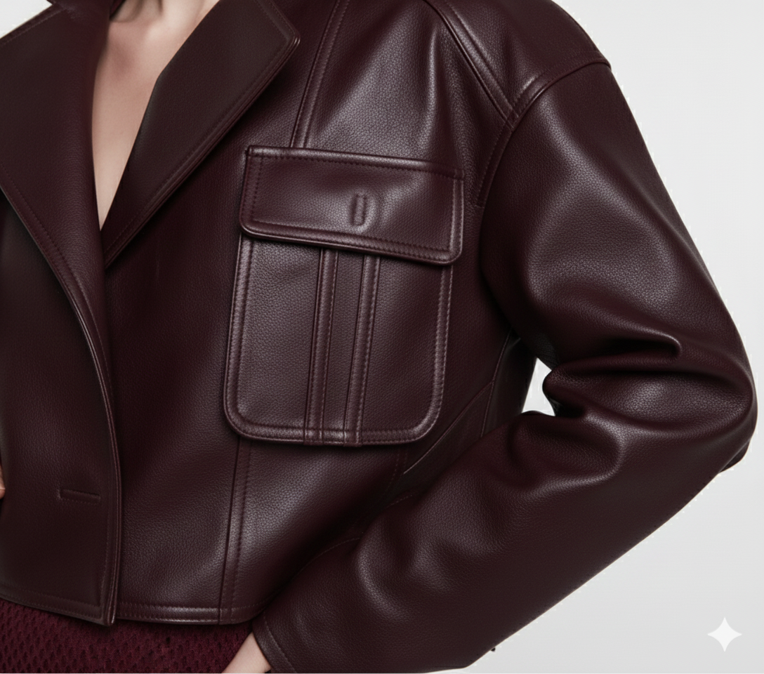 CROPPED FAUX LEATHER JACKET