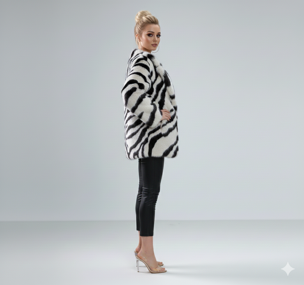 FAUX ZEBRA FUR JACKET