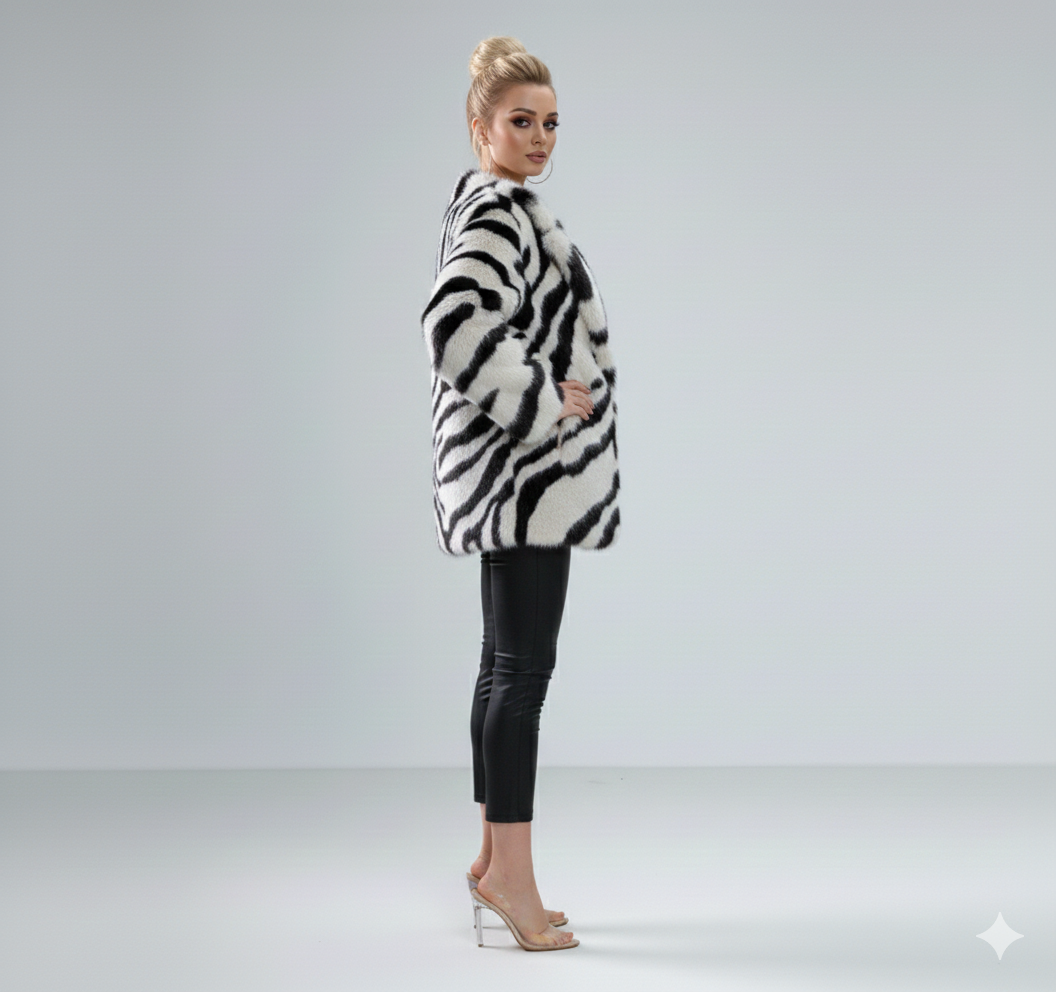 FAUX ZEBRA FUR JACKET