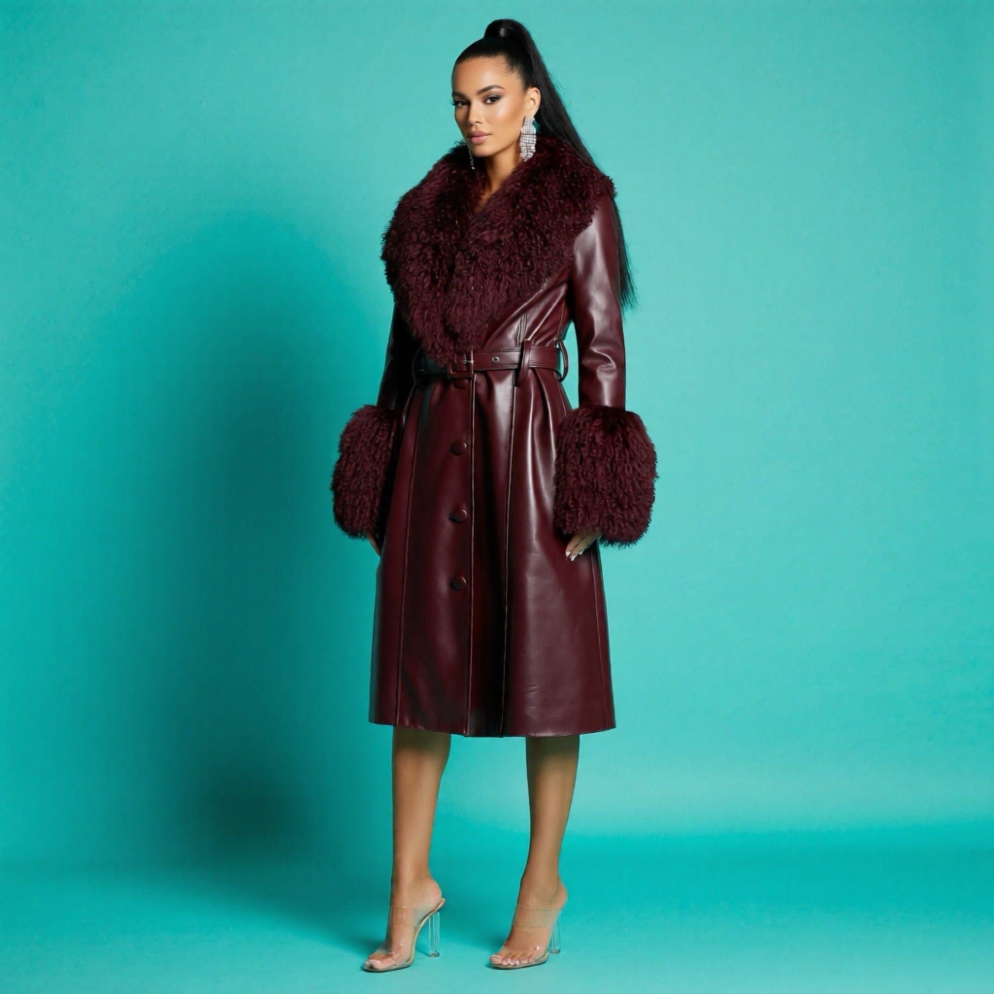 MONGOLIAN FUR TRENCH-COAT
