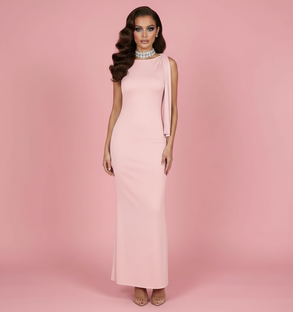 AMAL - One-shoulder Ribbon Long Dress