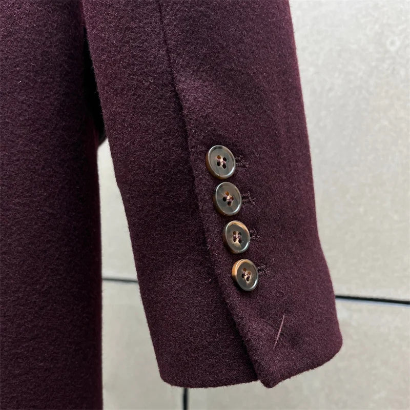 AURELIAN – Single-Breasted Long Trench Coat with Shoulder Pads and Slim Fit