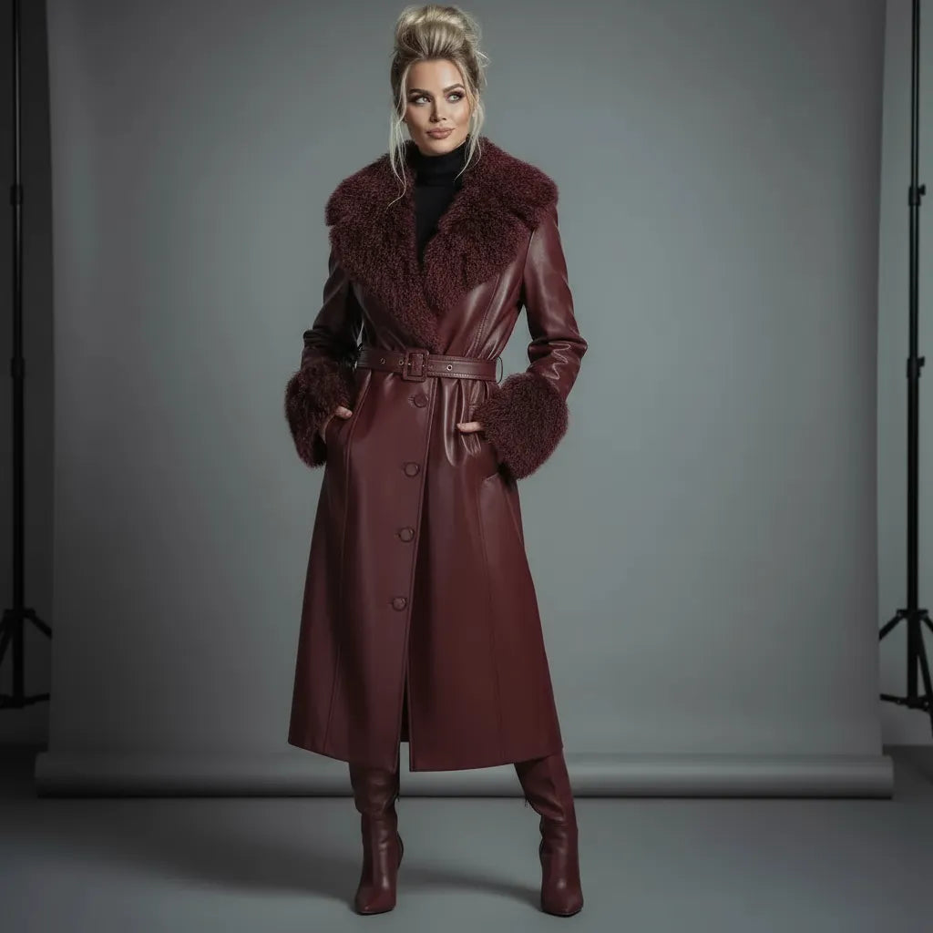 ASTOR – Mongolian Sheepskin Coat with Natural Mongolian Fur Collar