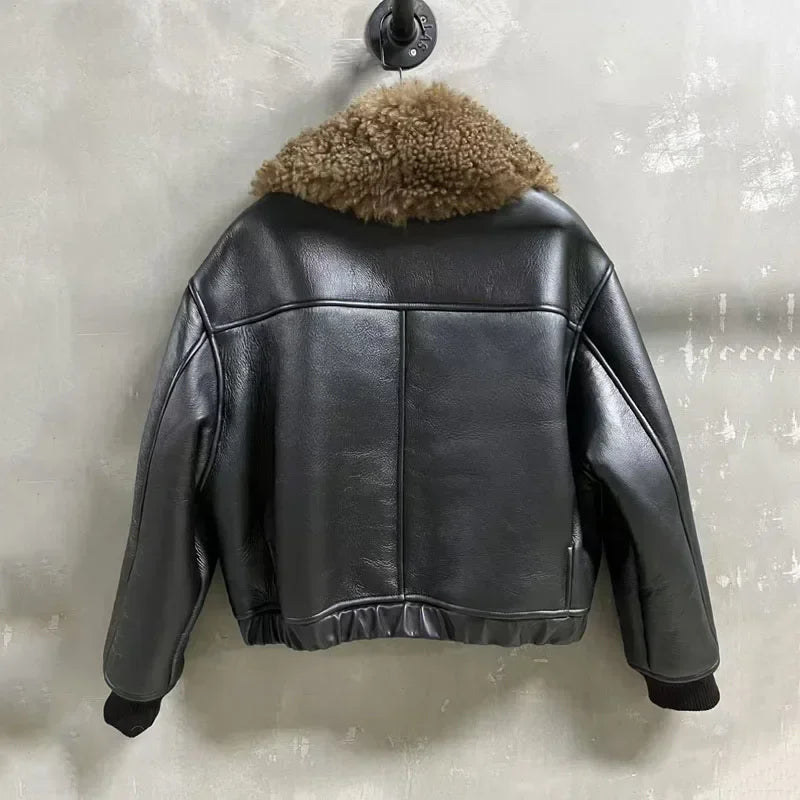 LENNOX – Leather Jacket with Sheepskin Fur and Wool