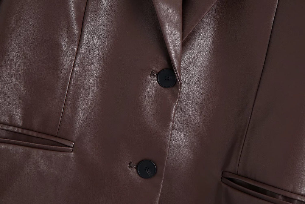FAUX LEATHER CHOCOLATE SUIT