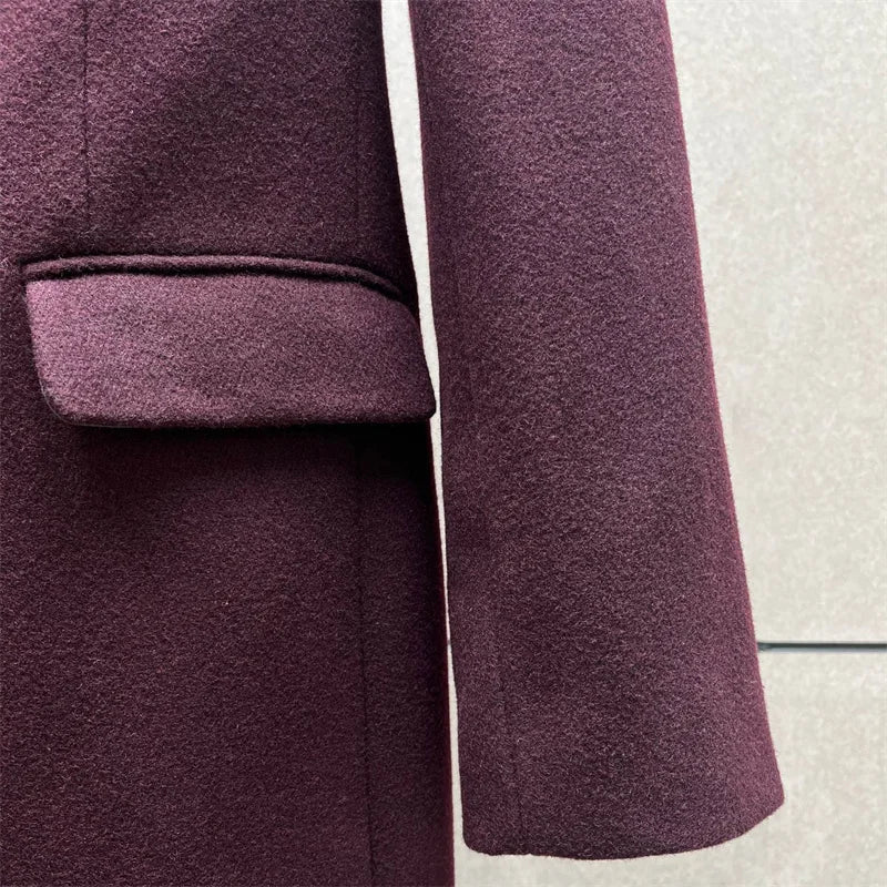 AURELIAN – Single-Breasted Long Trench Coat with Shoulder Pads and Slim Fit