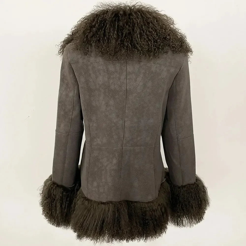 111 – Natural Mongolian Sheepskin Leather and Fur Jacket