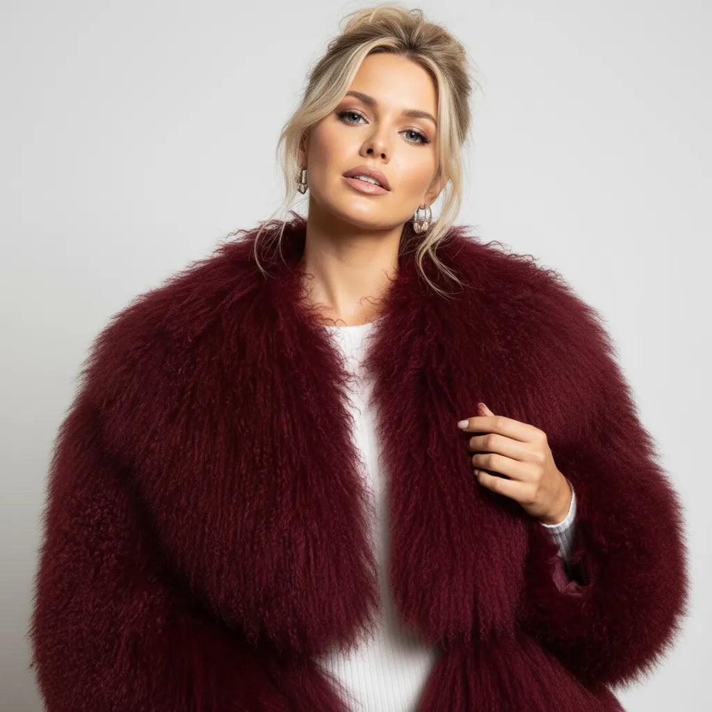 MARGAUX – Natural Mongolian Sheepskin Fur Coat
