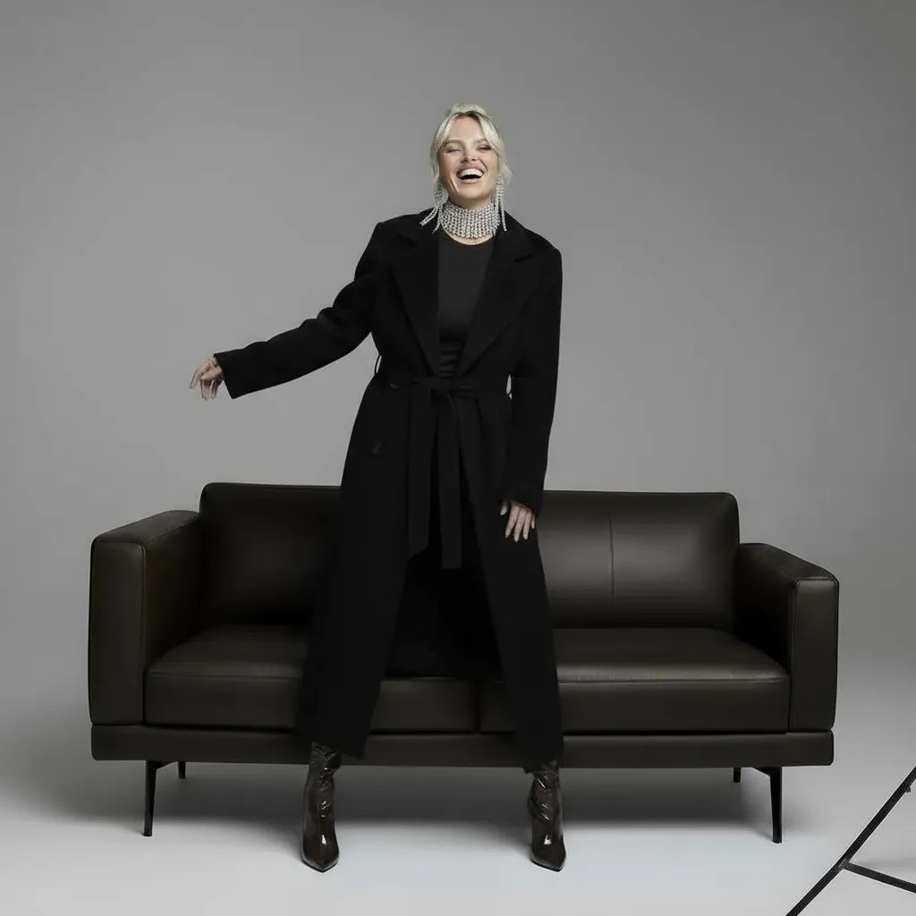 AURÉ - Oversized Lapel Cashmere Wool Blend Belted Trench Coat