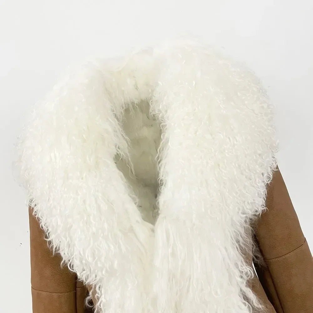 111 – Natural Mongolian Sheepskin Leather and Fur Jacket