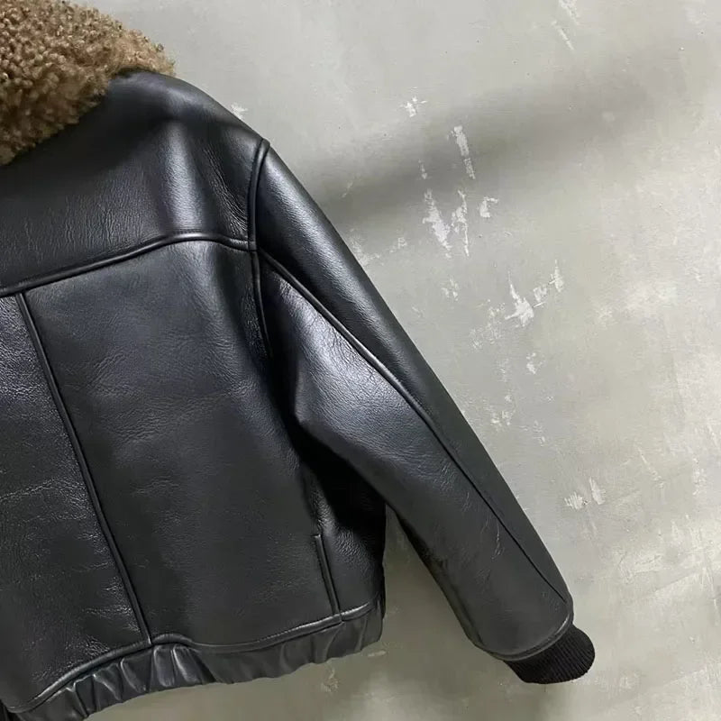 LENNOX – Leather Jacket with Sheepskin Fur and Wool
