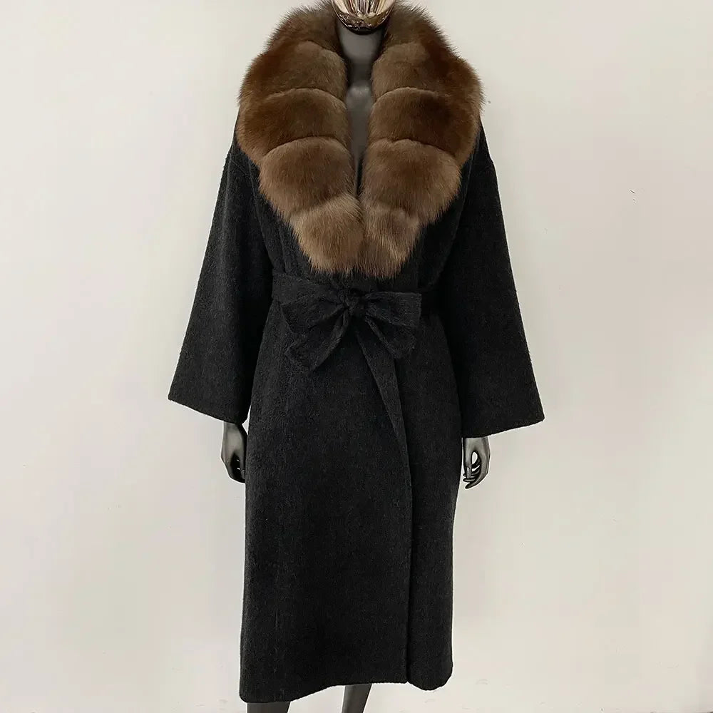 ALIEN SUPERSTAR – Cashmere Wool Coat with 100% Natural Fox Fur
