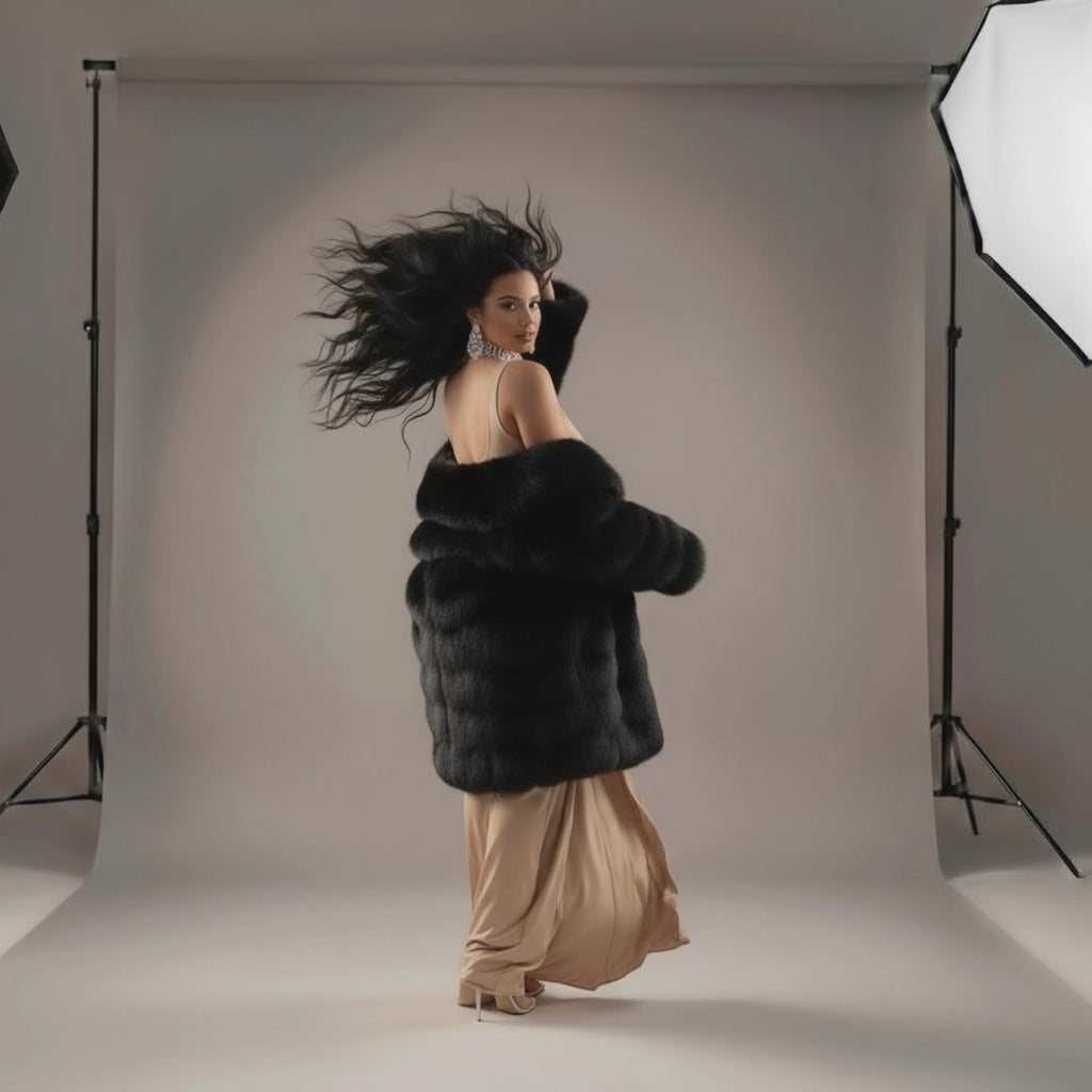 CACHÉ – Elegant Warm Coat in 100% Natural Fox Fur (Under Waist Length)