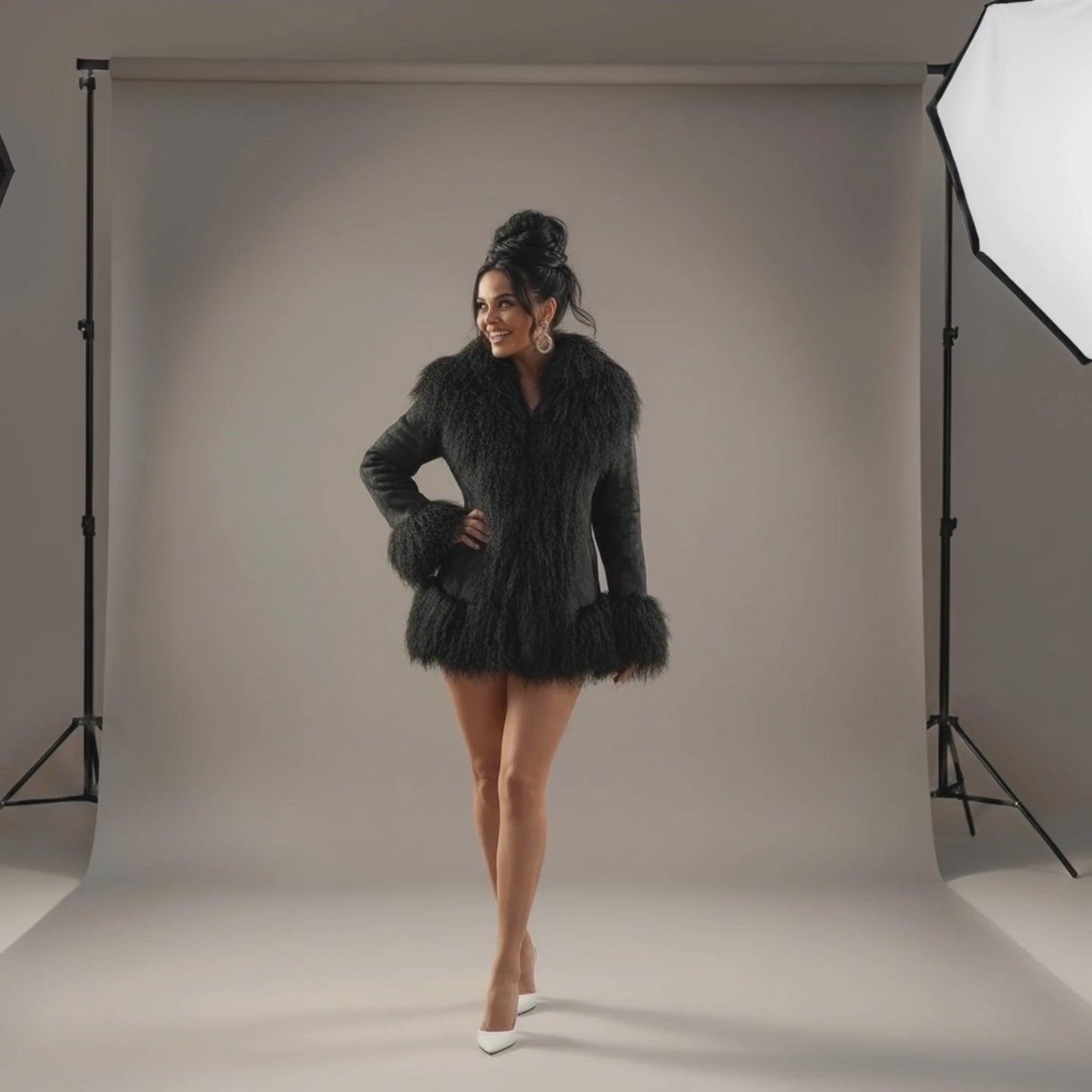 111 – Natural Mongolian Sheepskin Leather and Fur Jacket