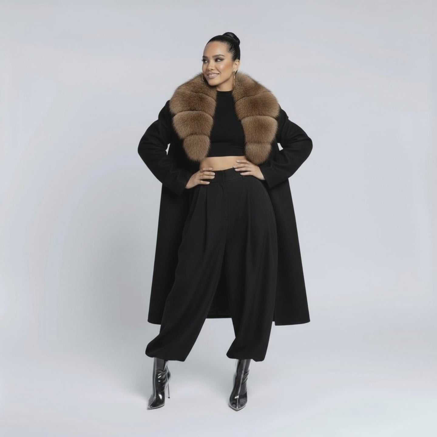 ALIEN SUPERSTAR – Cashmere Wool Coat with 100% Natural Fox Fur